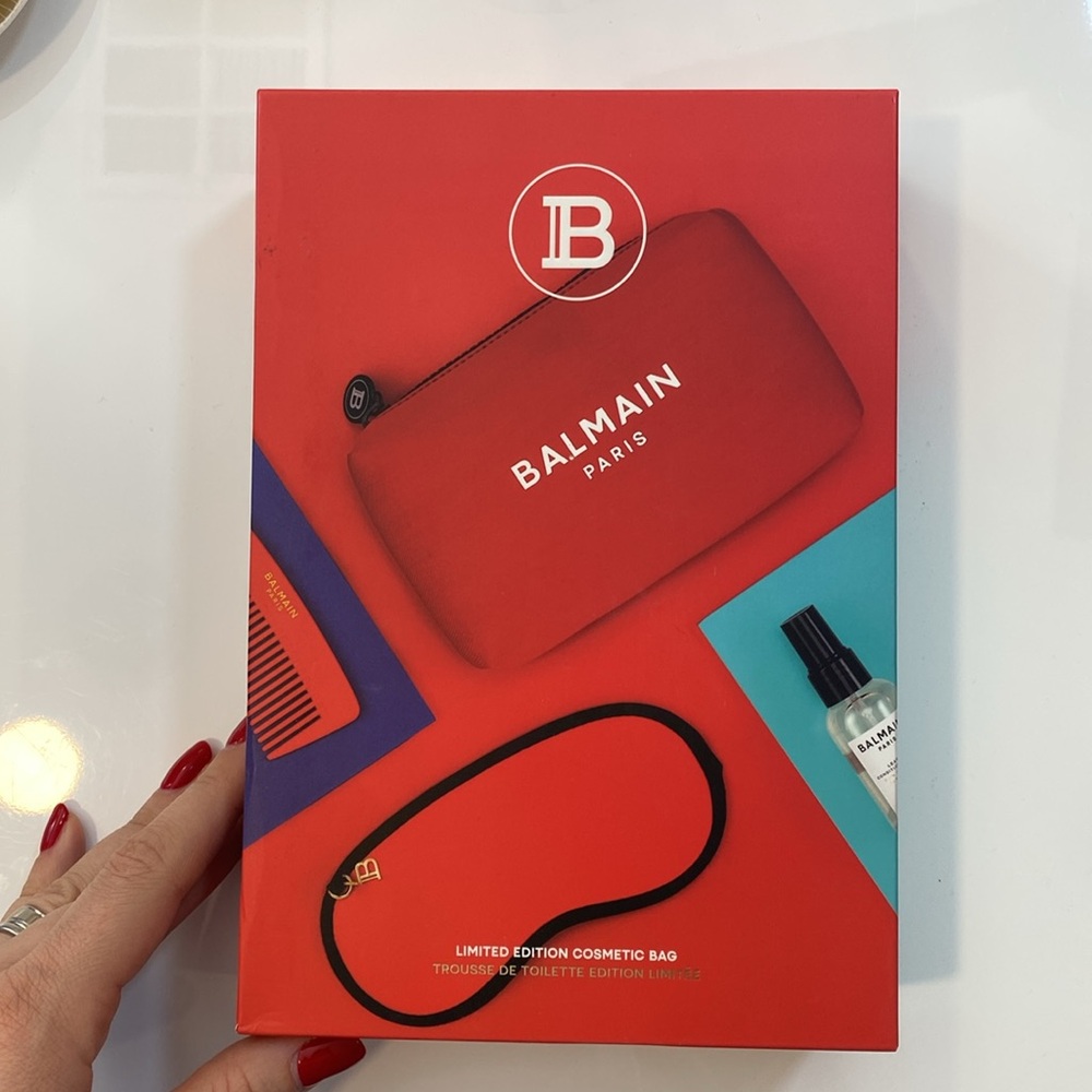 006 BALMAIN PARIS LIMITED EDITION Red Cosmetic Bags BALMAINHAIR NEW - Picture 5 of 6